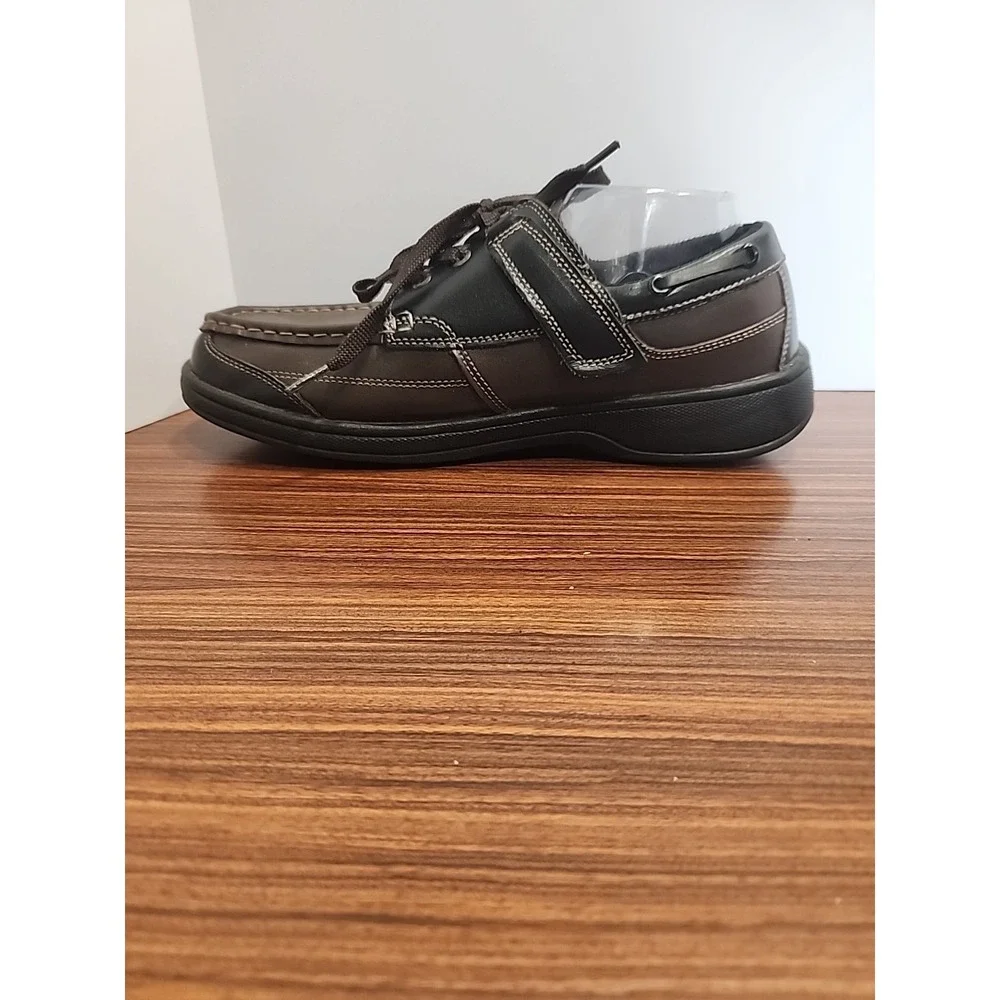 Orthofeet 422 Baton Rouge Shoes Men 9.5 2E Wide‎ Brown Black Leather Boat Loafer